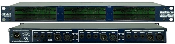 open zoom image for Radial Powerstrip 3 Slot Rackmount Power Rack, Front and Back