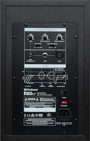 open zoom image for PreSonus R80 V2 Powered Studio Monitor, Action Position Back