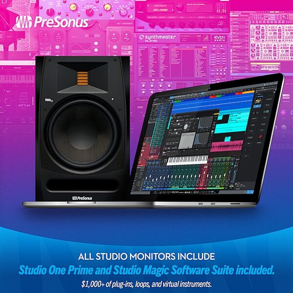 open zoom image for PreSonus R80 V2 Powered Studio Monitor, Action Position Back
