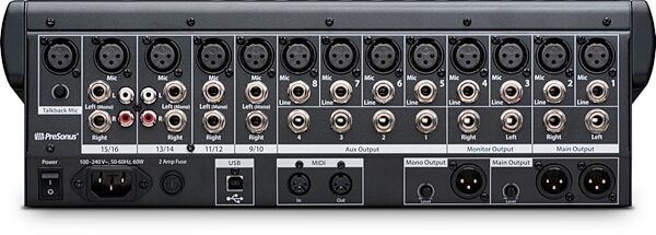 open zoom image for PreSonus StudioLive Classic 16.0.2 USB Digital Mixer, 16-Channel, New, Rear