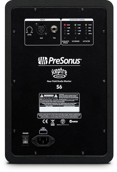 open zoom image for PreSonus Sceptre S6 CoActual Active Studio Monitor, Single Speaker, Back