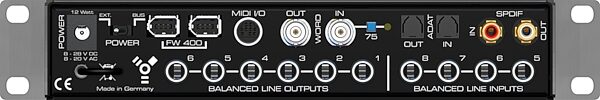 open zoom image for RME Fireface 400 FireWire Audio Interface, Rear
