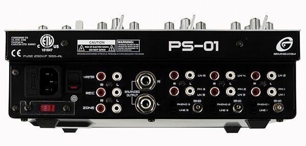 open zoom image for Gemini PS01 3-Channel 10 in. DJ Mixer, Back