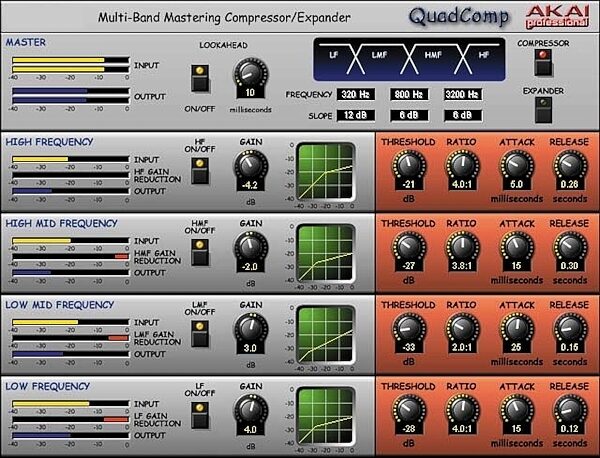 open zoom image for Akai QuadComp VST Plug-In Software, Main