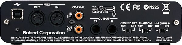 open zoom image for Roland UA-55 Quad-Capture USB 2.0 Audio Interface, Back