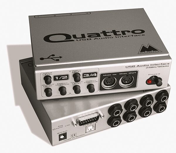 open zoom image for MAudio Audiosport Quattro 4x4 USB Audio/MIDI Interface, Front and Back