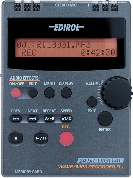 open zoom image for Edirol R1 Portable 24-Bit WAVE/MP3 Recorder and Player, Main