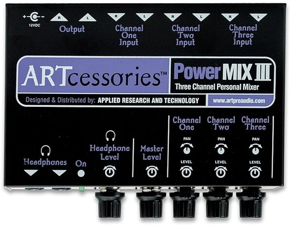 open zoom image for ART PowerMIX III 3-Channel Mini Stereo Line Mixer, New, view