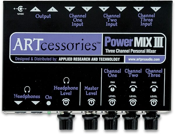 open zoom image for ART PowerMIX III 3-Channel Mini Stereo Line Mixer, New, Action Position Back