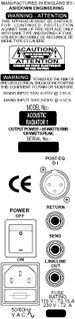 open zoom image for Ashdown Acoustic Radiator 1 Acoustic Amplifier (100 Watts, 1x8 in.), Back Panel