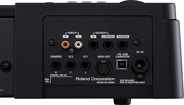 open zoom image for Roland RD-64 Portable Digital Piano, Back Closeup