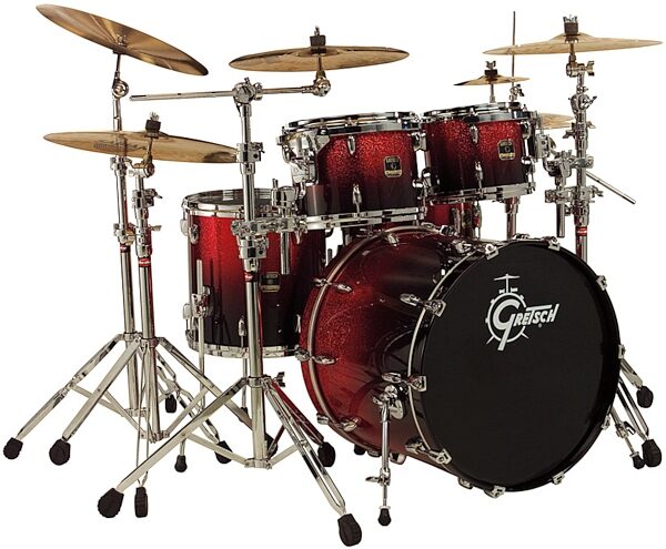 open zoom image for Gretsch RNE824 Renown Maple 4-Piece Drum Shell Kit, Ruby Sparkle Fade