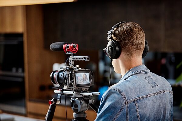 open zoom image for Rode NTH-100 Over-Ear Monitor Headphones, Black, Action Position Back