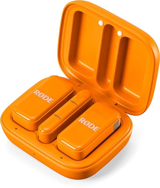 open zoom image for Rode Wireless Micro USB-C Compact Wireless Microphone System, Orange, Action Position Back