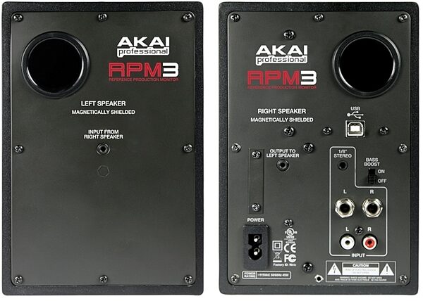 open zoom image for Akai RPM3 Active Monitor with USB Audio Interface, Back