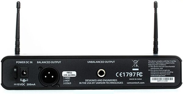 open zoom image for Samson Airline 88 Wireless Headset Microphone System, Receiver Rear