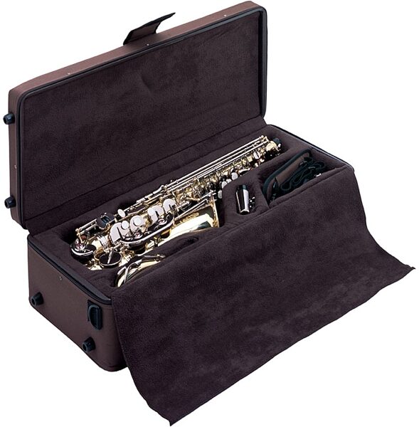 open zoom image for Silvertone AS300 E Flat Alto Saxophone (with Case), Open Case
