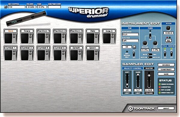 open zoom image for Toontrack Drumkit From Hell Superior VSTi (Macinsosh and Windows), Main