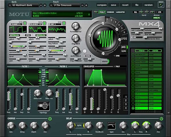 open zoom image for Mark of the Unicorn (MOTU) MX4 MultiSynth Software Instrument (Macintosh), Main