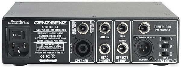 open zoom image for Genz Benz STL30 Shuttle Bass Amplifier Head (300 Watts), Rear
