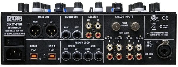 open zoom image for Rane SIXTY-TWO Mixer for Serato DJ, Back