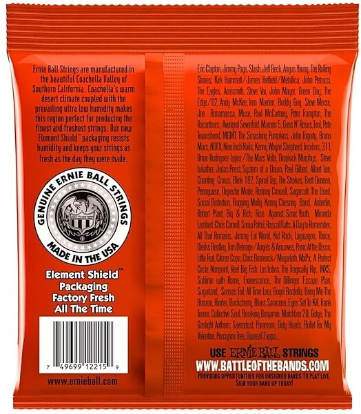 open zoom image for Ernie Ball Skinny Top Heavy Bottom Electric Guitar Strings, Single Pack, 10-52, 2215, Back
