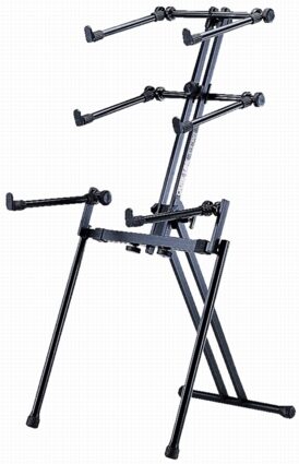 open zoom image for QuikLok QL699 Heavy-Duty Sit Down H Keyboard Stand - Three-Tier, Main