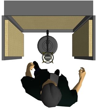open zoom image for Primacoustic FlexiBooth Instant Vocal Booth, Gray, In Use