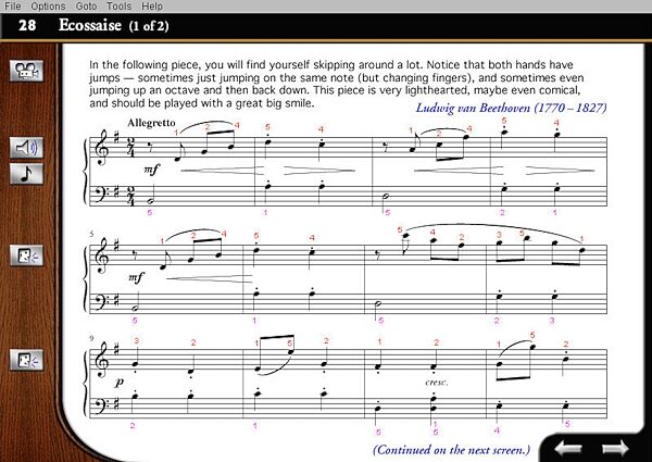 open zoom image for eMedia Intermediate Piano and Keyboard Method CD (Macintosh and Windows), Song 1