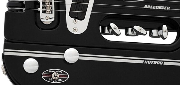 open zoom image for Traveler Speedster Hot Rod Electric Guitar with Gig Bag, Black Closeup
