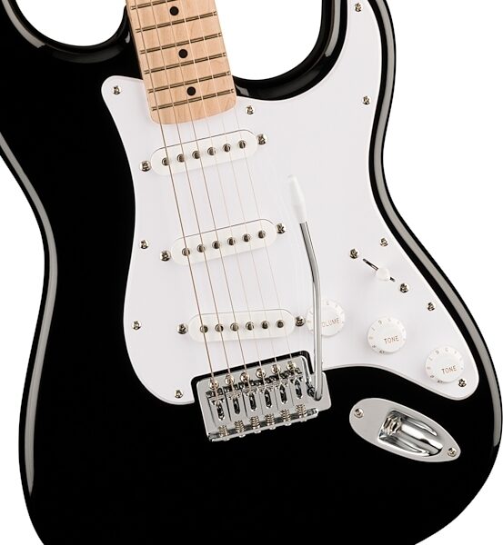 open zoom image for Squier Sonic Stratocaster Electric Guitar, Black, Action Position Back