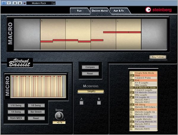 open zoom image for Steinberg Virtual Bassist Plug-In, Groove Match