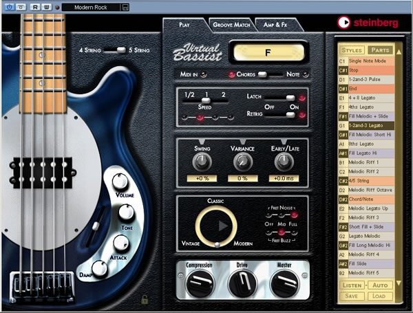 open zoom image for Steinberg Virtual Bassist Plug-In, Main