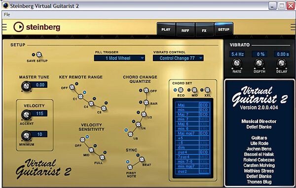 open zoom image for Steinberg Virtual Guitarist (Macintosh and Windows), Setup
