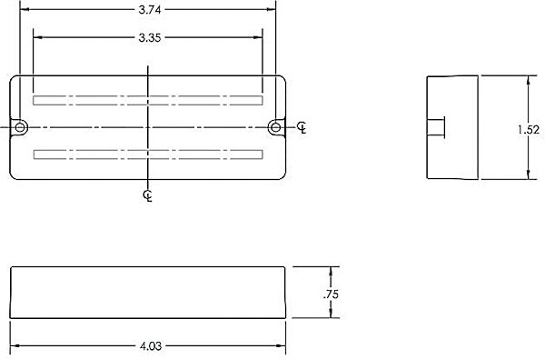 open zoom image for Seymour Duncan SSB5 5-String Bass Pickup, Dimensions