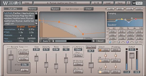 open zoom image for Waves IR1 Convolution Reverb Plug-In (Macintosh and Windows), Screenshot