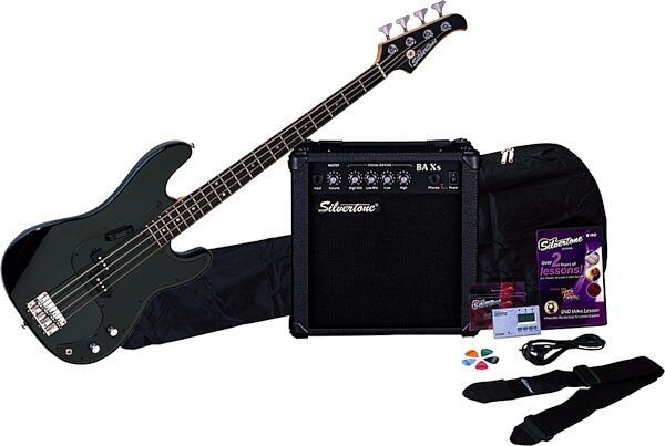 open zoom image for Silvertone LB11 Electric Bass Package, Liquid Black