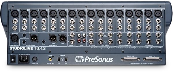 open zoom image for PreSonus StudioLive 16.4.2 16-Channel Digital Mixer with FireWire Interface, Back
