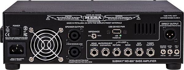 open zoom image for Mesa/Boogie Subway WD-800 Hybrid Bass Guitar Amplifier Head (800 Watts), New, Action Position Back