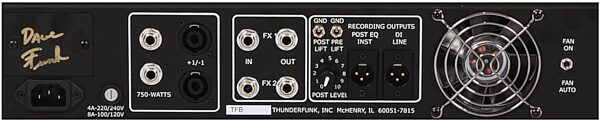 open zoom image for Thunderfunk TFB750-A Bass Amplifier Head (750 Watts), Back Panel