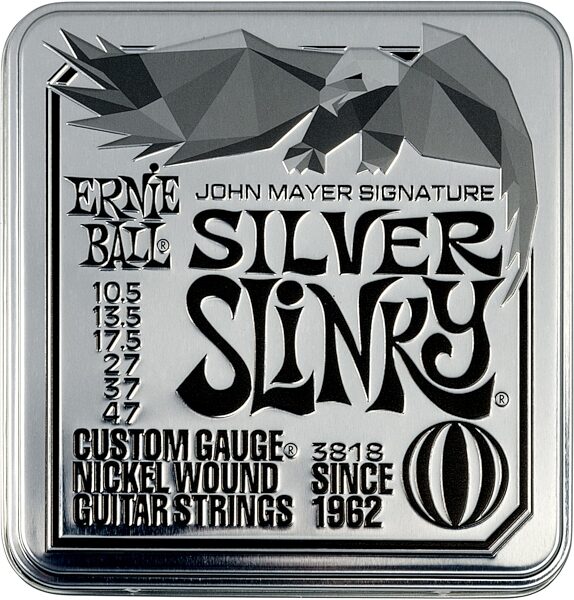 open zoom image for Ernie Ball John Mayer Silver Slinky Guitar Strings, 3-Pack, Action Position Back