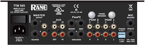 open zoom image for Rane TTM56S Performance Mixer, Rear
