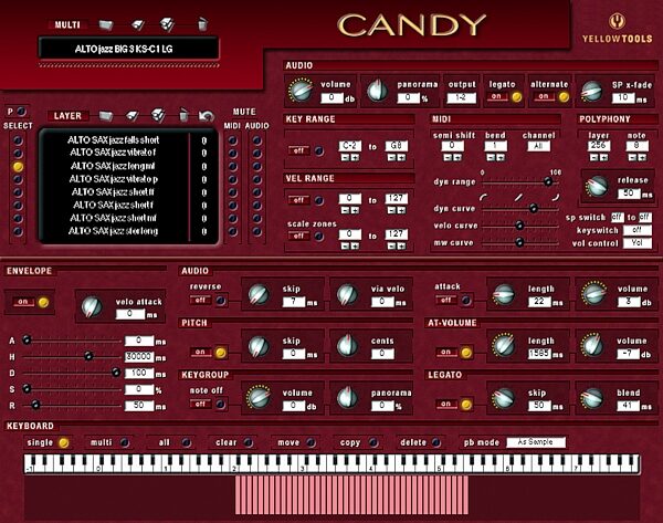 open zoom image for Yellow Tools Candy Saxophone VSTi (Macintosh and Windows), Main