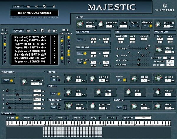 open zoom image for Yellow Tools Majestic Bass Virtual Instrument (Macintosh and Windows), Main