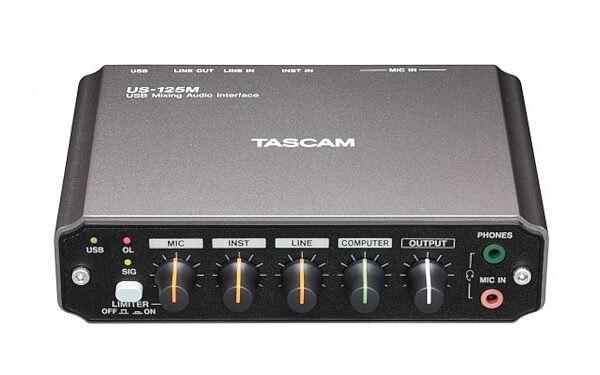 open zoom image for TASCAM US-125M USB Mixing Audio Interface, Top