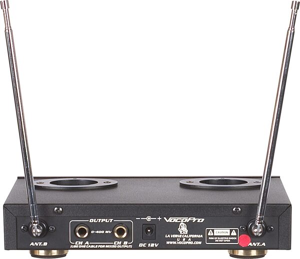 open zoom image for VocoPro VHF-3300 Dual Rechargeable Handheld Wireless Microphone System, 180.20 - 204.80 MHz, Rear