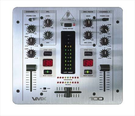 open zoom image for Behringer VMX100 2-Channel Pro DJ Mixer with Beat Counter, Top