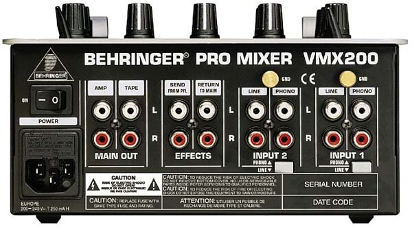 open zoom image for Behringer VMX200 VCA-Controlled 2-Channel Pro DJ Mixer with Beat Counter, Back