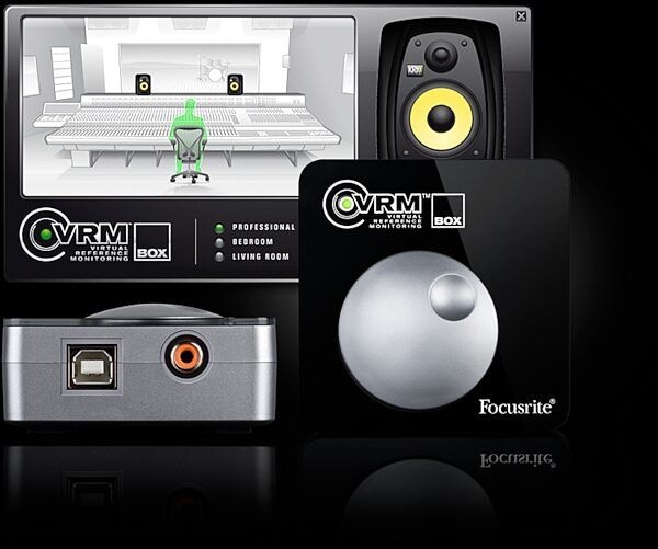open zoom image for Focusrite VRM Box Virtual Reference Monitoring Amp, Rear and Software