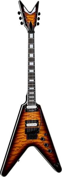 open zoom image for Dean V Select Quilt Top FR Electric Guitar, Main with head Front